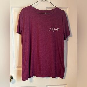 Women's Short Sleeve 'Just Breathe' Crew Tee - Plum